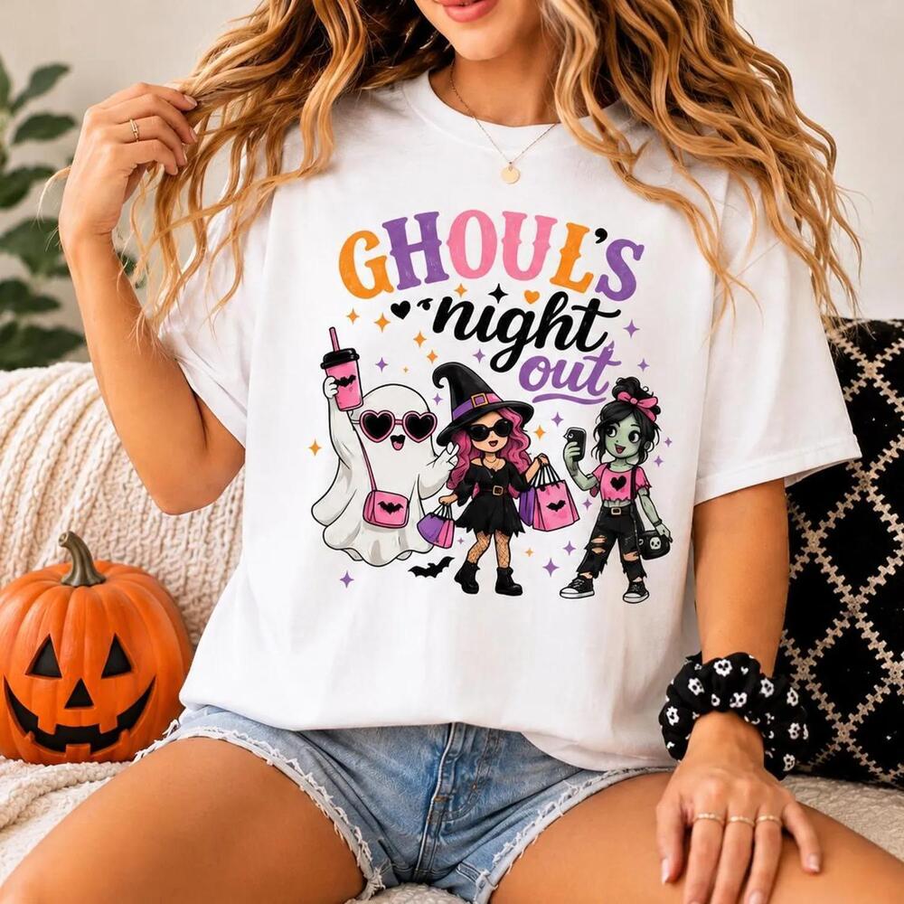 Ghouls Night Out Halloween Tee Men Gift Cute Spooky Ghost Shirt Witch